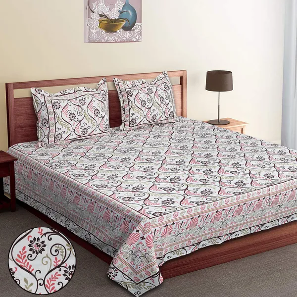 Mutlicolor_Cotton_Rajwada_Latika_Double_Bedsheet_With_Pillow_Cover_120X120_Cm